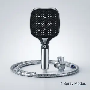 Handheld  Shower Head 4 Setting High Pressure Spray 4 In 1 Set With Filter Effect 59 Inch Hose Chrome Finish Anti Clogging Nozzles Easy Install Low Flow Water Saving Power Wash For Bathroom