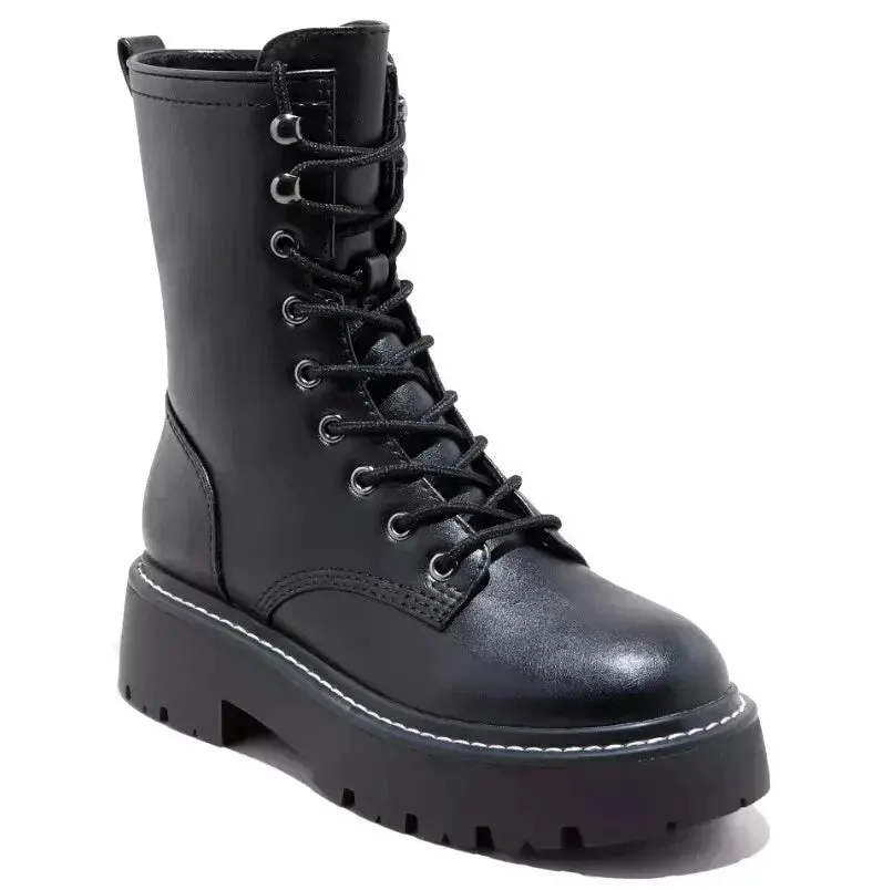Wild Fable Womens Logan Lug Combat Boots w/ Memory Foam Insole Black Sz 7.5 Pull On Boots Casual Girl Stylish