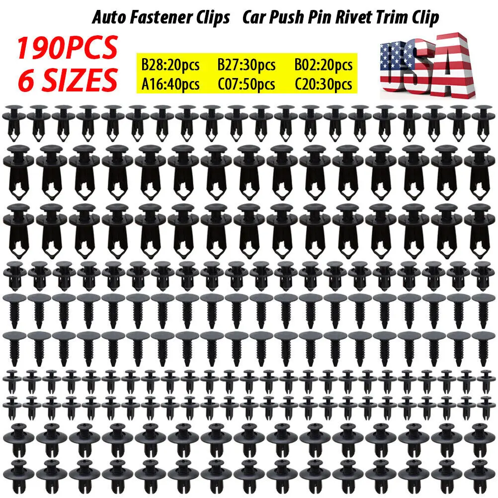 190-Piece Corrosion-Resistant ABS Car Clip Kit, Universal Fit Automotive Fasteners with Stable Performance for GM Splash Guard, Sill Grille, Trim Panel