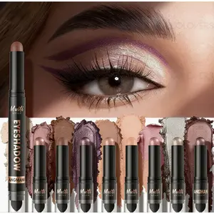 LANGMANNI 8 PCS Soft Smooth Cream Eyeshadow Stick Gift Set Matte Earth & Bright Metal Colors Waterproof Long Lasting Smudge Proof Dual Ended Precision Application Flawless Makeup - Lightweight, Pigment