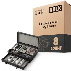 Black Mens Valet (Grey Interior) 8 Count