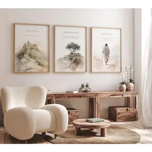 Set of 3 Bible Verse Artistic Box Canvas Posters Psalm 23 4 Jeremiah 29 11 Psalm 91 2 Jesus Painting Print Wall Art Inspirational Quotes Matte Finish Lightweight Wood Frame Home Decor dia de muertos decor poster