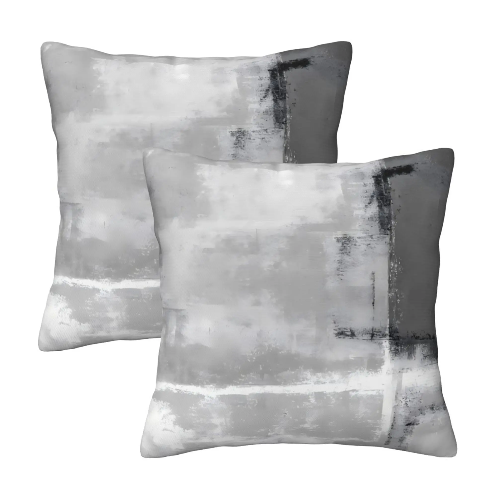 18x18 in Modern Abstract Gray and White Polyester Throw Pillow Covers (Set of 2) with Hidden Zipper, Cover Cushion for Sofa Living Room, Cute Gift for Home Decor