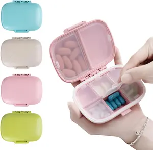 8 Compartments Travel Pill Organizer Moisture Proof Small Pill Box for Pocket Purse Daily Pill Case Portable Medicine Vitamin Holder Container (Blue)