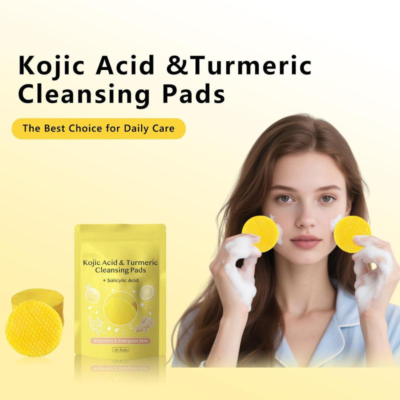 Buy one, get one free！Turmeric & Kojic Acid Cleansing Pads – Brighten Skin, Fade Dark Spots, Exfoliating & Gentle, Perfect Christmas & Holiday Gift