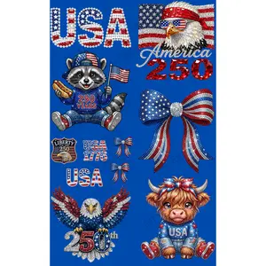 FAUX RHINESTONE USA (1) PREMADE GANGSHEET - 22X36 DTF TRANSFERS - DIRECT TO FILM