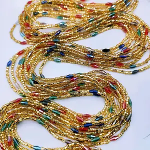 Golden Mixed Waistbeads, Handmade African-inspired Body Jewelry for Women