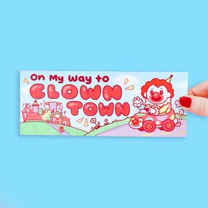 Turtle's Soup On My Way To Clown Town Funny Car Decal Vinyl Bumper Sticker Waterproof and Weather Resistant
