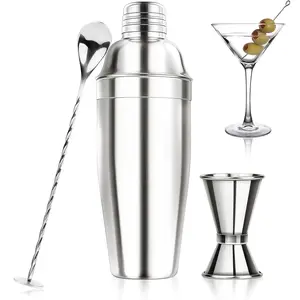 Ohtomber 24OZ Cocktail Shaker Set - Cocktail Bar Martini Drink Shaker Set with Strainer, Stainless Steel Bartender Kit Cocktail Drink Mixer with Jigger, Mixing Spoon, Bar Accessories for Beginners OHSL