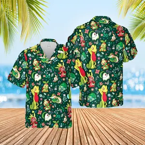 Starter Grass Pokemon All Gen Summer Gift Aloha Style For Summer Vacation Hawaiian Shirt Short Sleeve HAWAIIAN Shirt Print Summer Vacation Cool Short Sleeve Aloha, Hawaiian Shirt for men Casual