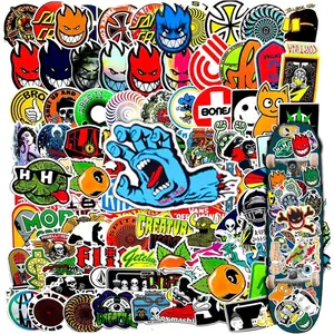 100Pcs Skateboard Stickers, Brand of Skateboard, Suupperenne, Vaamm, Samta Crunn Stickers for Suitcase Trunk Laptop Computer Water Bottles Mini Washi Stickers for Scrapbooking