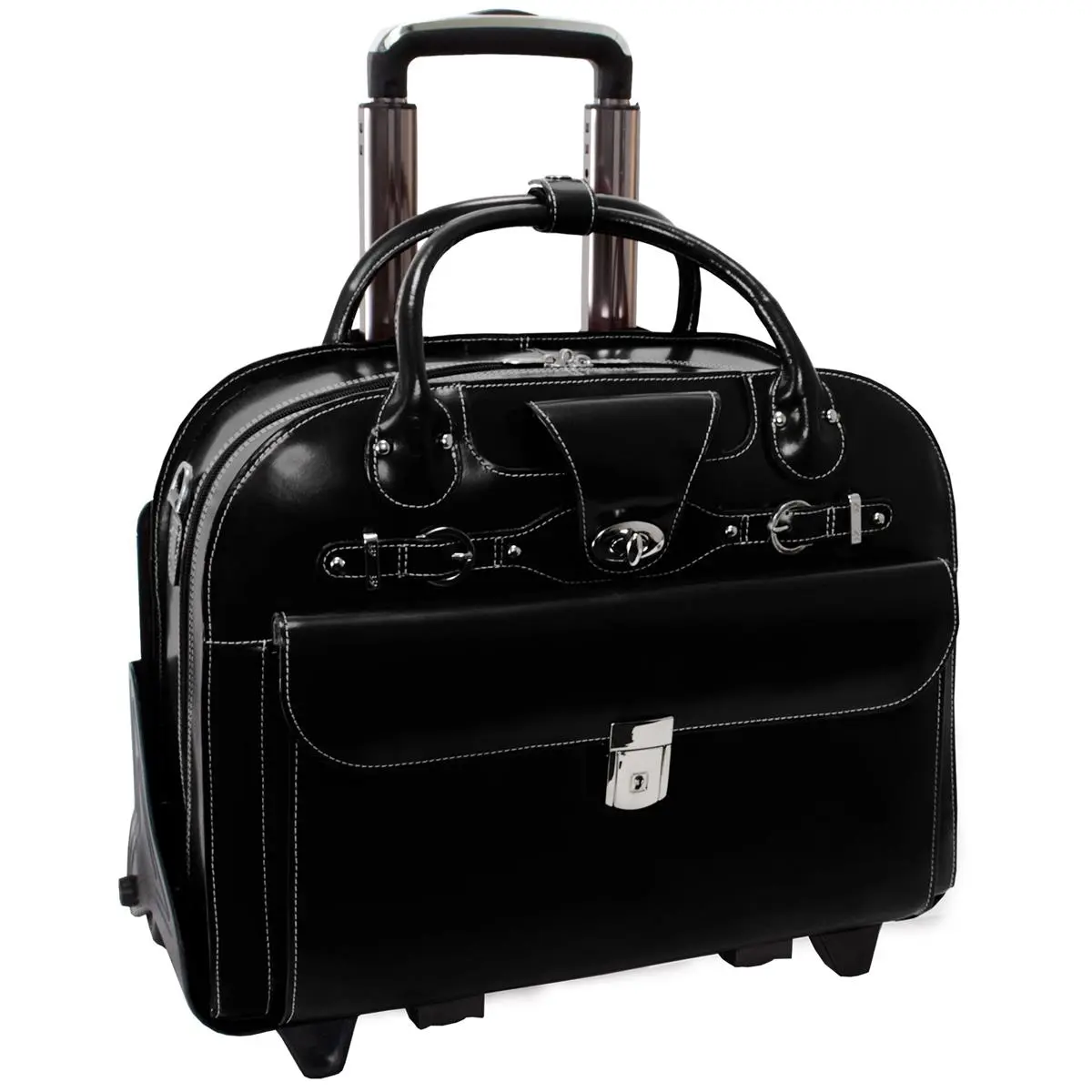 212 MAIN McKlein Roseville Black Leather Ladies Briefcase, Waterproof Bag, Functional Storage