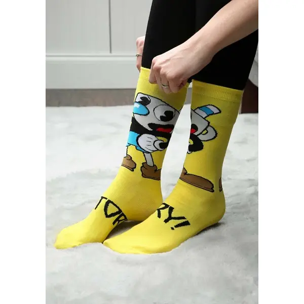 Mugman Victory! Crew Socks - Cuphead