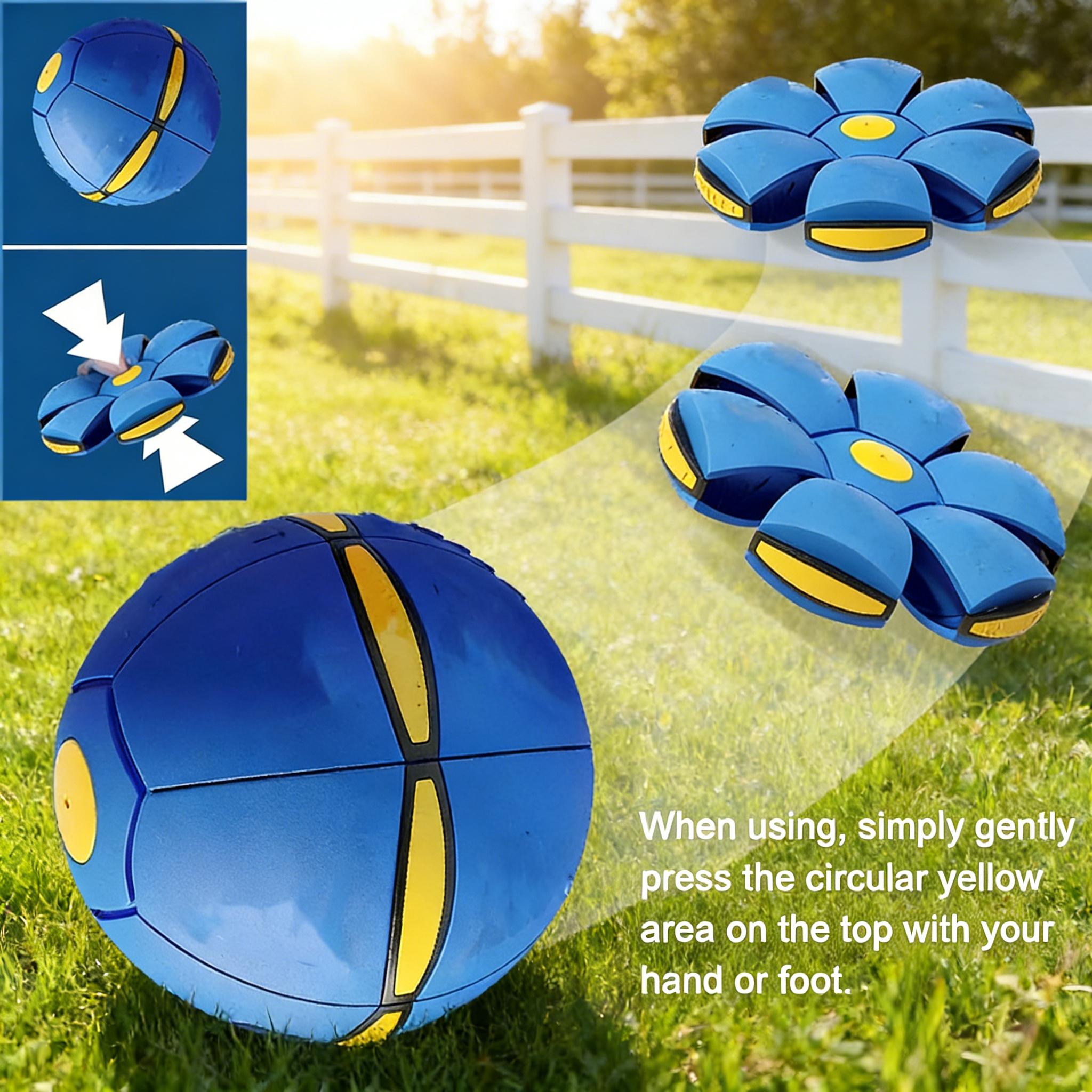 Magic UFO Deformable Flying Saucer Ball, 2-in-1 LED Light Up Throw Catch Ball, Portable Outdoor Garden Beach Toy, Interactive Pet Dog Toy, Fun Sports Game for Kids, Family, Backyard, Camping, Birthday Gift