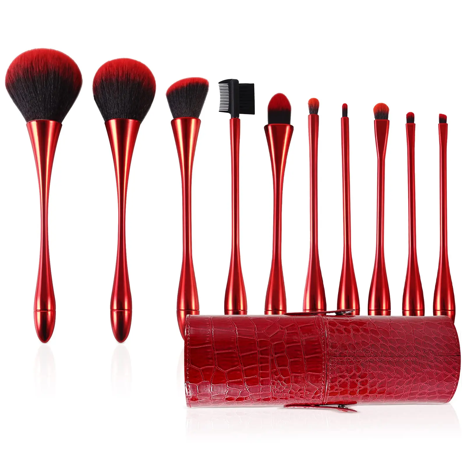 Makeup Brushes Set 10count Red Makeup Foundation Brush Advanced Foundation Blush Contour Foundation Concealer Eye Shadow Brush Makeup Set