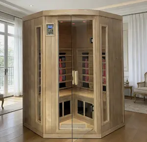 Hemlock Corner Far Infrared Sauna for 2Person 4 Ceramic Tubes Saunas Detox 1750W