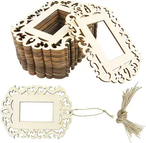 24 Pieces Unfinished Wood Picture Frames, 4.3 X 5.9 Inch Photo Frame with Jute Rope for , Crafts, DIY
