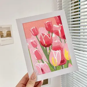 Tulip Diamond Painting Kit, New Handmade DIY Material Pack, Floral Plant Diamond Art, Includes Frame, Perfect for Home Decor
