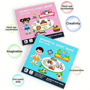 Kids Quiet Book Early Education Toy - Stimulate Imagination, Boost Focus, Hand-Eye Coordination & Color Recognition, Brain game, Parent-Child Interaction, Spatial Thinking, Magnetic Reusable & Portable Book-Clip Design.Children's gifts puzzle fun