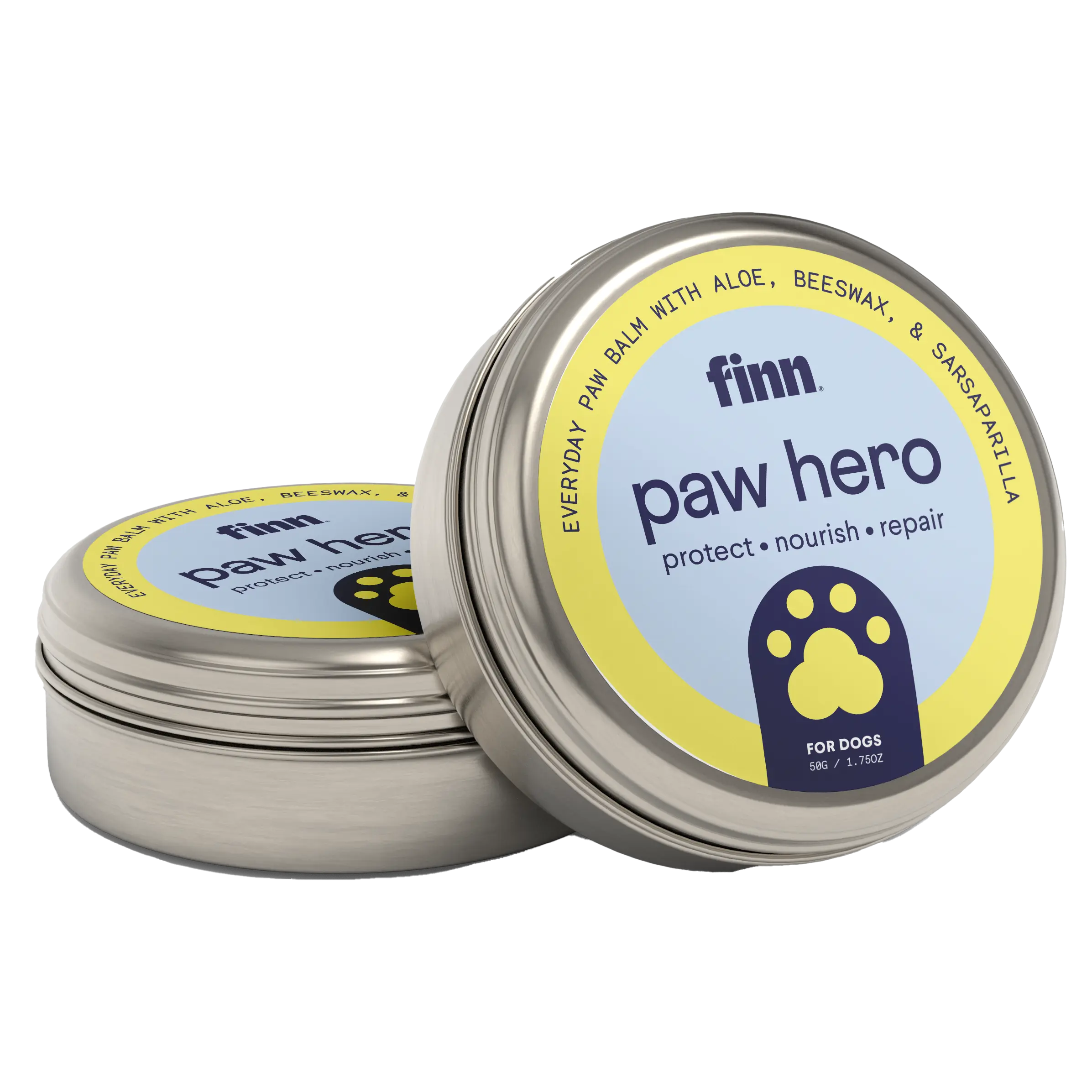 FINN Paw Hero 2-Pack - Natural Lick-Safe Balm with Aloe Beeswax & Sarsaparilla for Dry Cracked Paws & Noses - 2 oz Tin