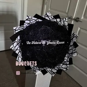 Black Glitter Eternal Rose Bouquet Designer