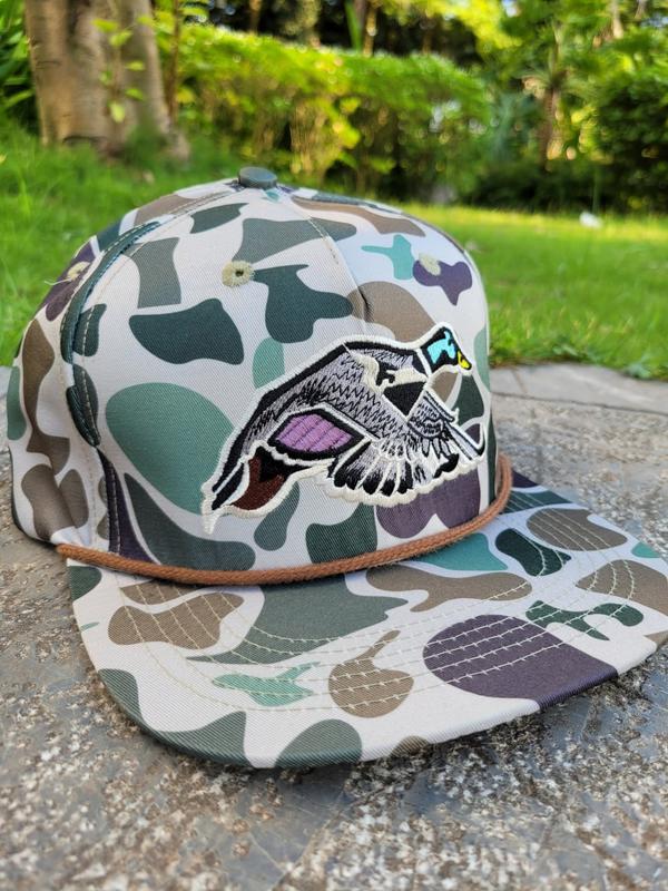 Mallard Duck Rope Camo Snapback Hat - Durable Rope Material, Secure Snapback Closure, Natural Camo Design