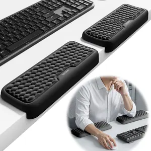 Vaydeer Keyboard Wrist Rest with Edge Protector, Ergonomic Memory Foam L Shaped Desk Pad for Office & Gaming, Official Setup, PC Accessories, Gaming Keyborad Pad, Creamy Keyboards Pad