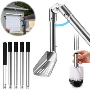 Gutter Guard Gutter Cleaning Tools, 6.4FT Long Pole & Gutter Brush Included Gutter Cleaner, Gutter Scoop for Garden, Ditch, Villas, Townhouses Standard Gutters, Easy Remove Leaves Debris