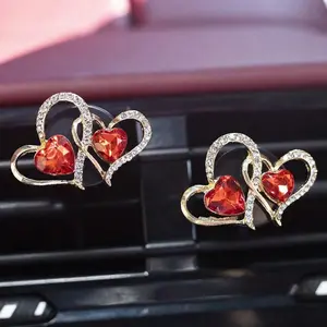 New Shining Heart-Shaped Alloy Air Vent Fragrance Diffuser Clip, Includes Aroma Pads for Car Decoration, Stylish Perfume Accessory