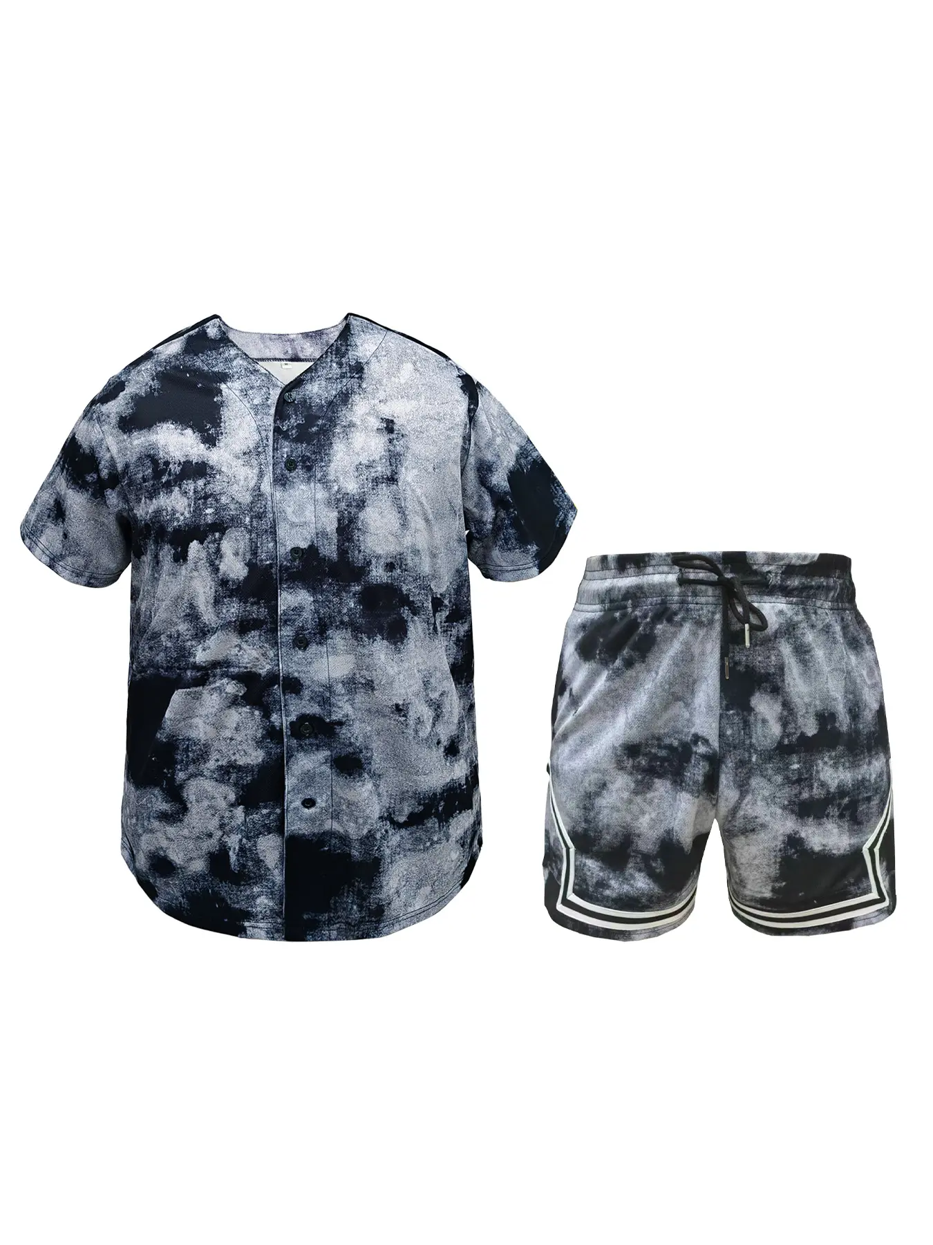 Men Women Tie Dye Multi-Color Baseball Uniform Set New Fashion Style Comfortable Baseball Shirt & Breathable Sports Pants Casual Walking Exercise Wear