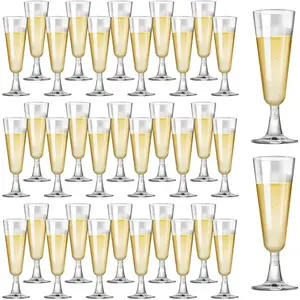 High Quality Degradable 40-Pack Plastic Champagne Flutes, 5oz Clear Disposable Cups, Bulk Pack Disposable Tableware with Letters for Wedding, New Year’s Eve 2025 Party Supplies & Home Festive Decor