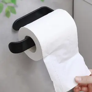 2 PCS Toilet Paper Holder, Wall-Mounted Paper Towel Holder for Kitchen - Free Hanging Storage(Black)