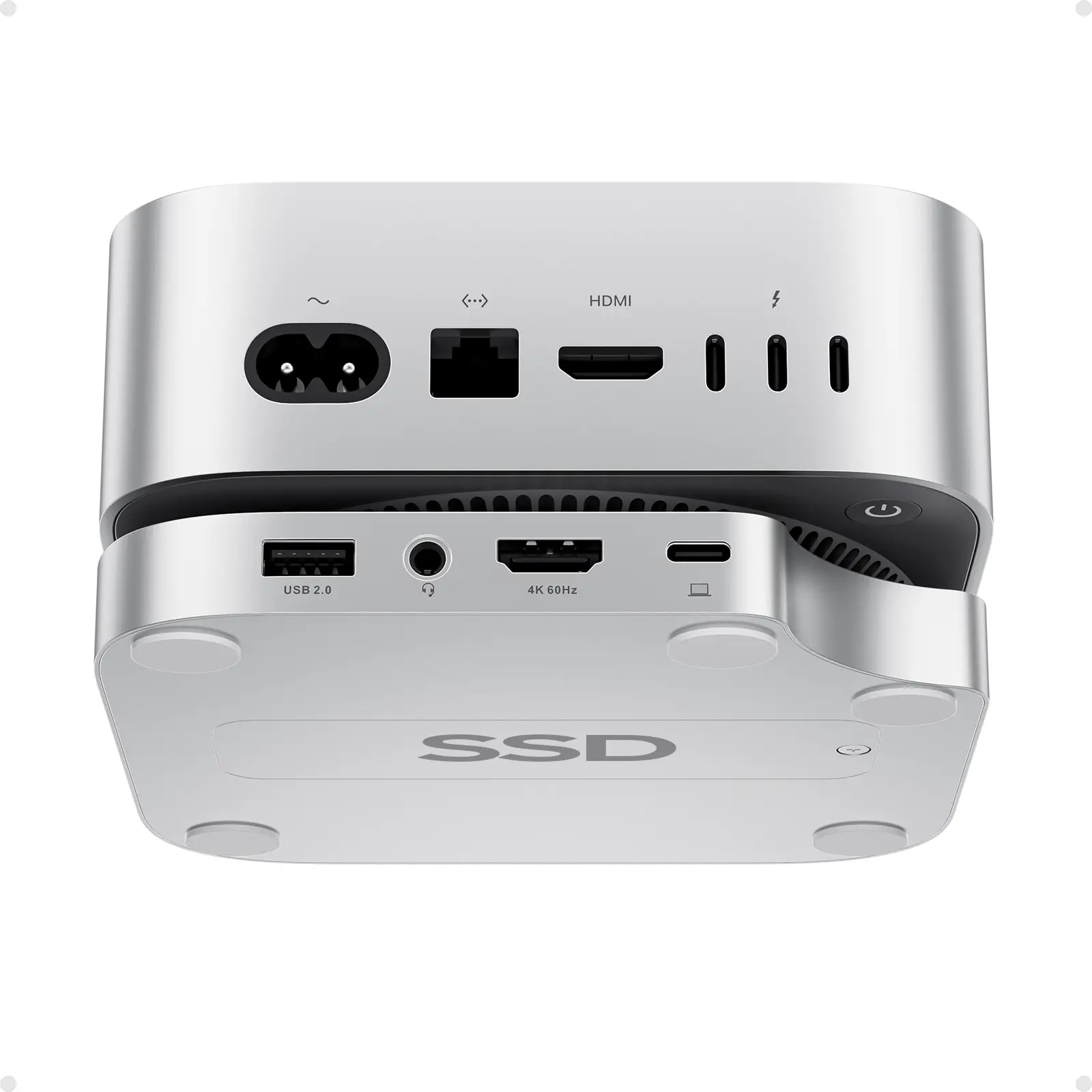 PULWTOP Mac Mini M4 Hub Stand with M.2 SSD Enclosure, 9-in-1 Mac Mini M4 Dock Mount with HDMI 4K 60Hz, 3 x USB A 2.0, SD/TF 3.0, 3.5mm Audio/Mic, USB C Hub Accesorios for Mac Mini 2024 M4 Pro