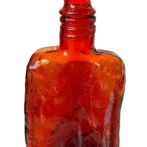 Empoli Amberina Crinkled Whitefriars Bark Style Glass Decanter MCM