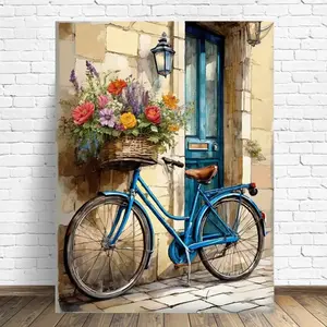New Arrival Diamond Embroidery Bicycle Cross Stitch Kits Painting Flower DIY Diamond Mosaic Door Landscape Handmade Gift Wall Art Painting