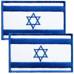 2-Pcs Israel Flag Embroidered Patch Set