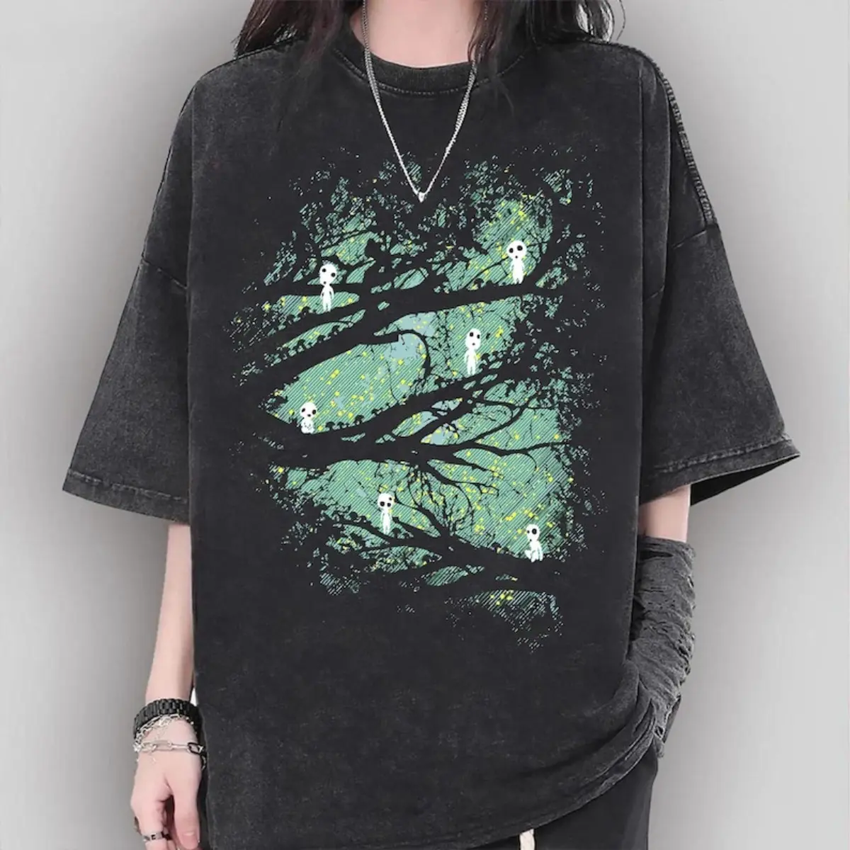 Vintage Princess Mononoke Kodama Washed  T-Shirt,Mononoke Shirt, Studio Ghibli Gift Shirt, Y2K T-Shirt