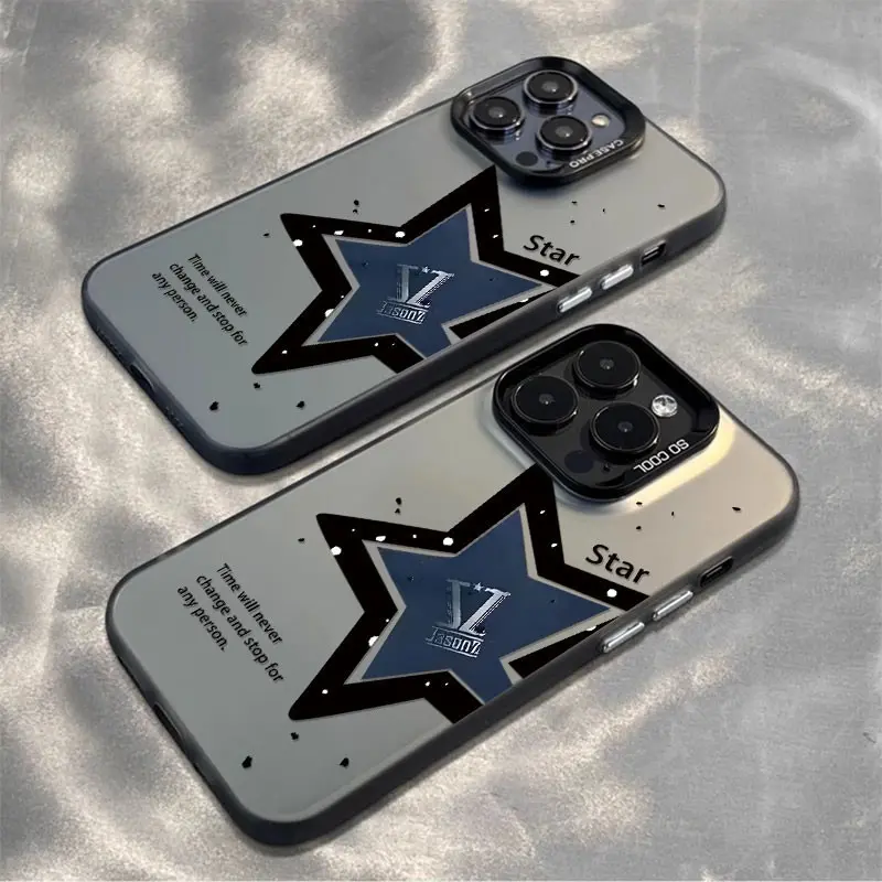 Trendy Y2K Grunge Star Phone Case Aesthetic Typography Quote Matte Shockproof Bumper Cover Compatible with iPhone