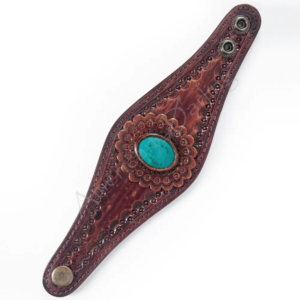 American Darling Bracelet Hand Tooled Carved Genuine Leather Women | Handmade Western Rustic