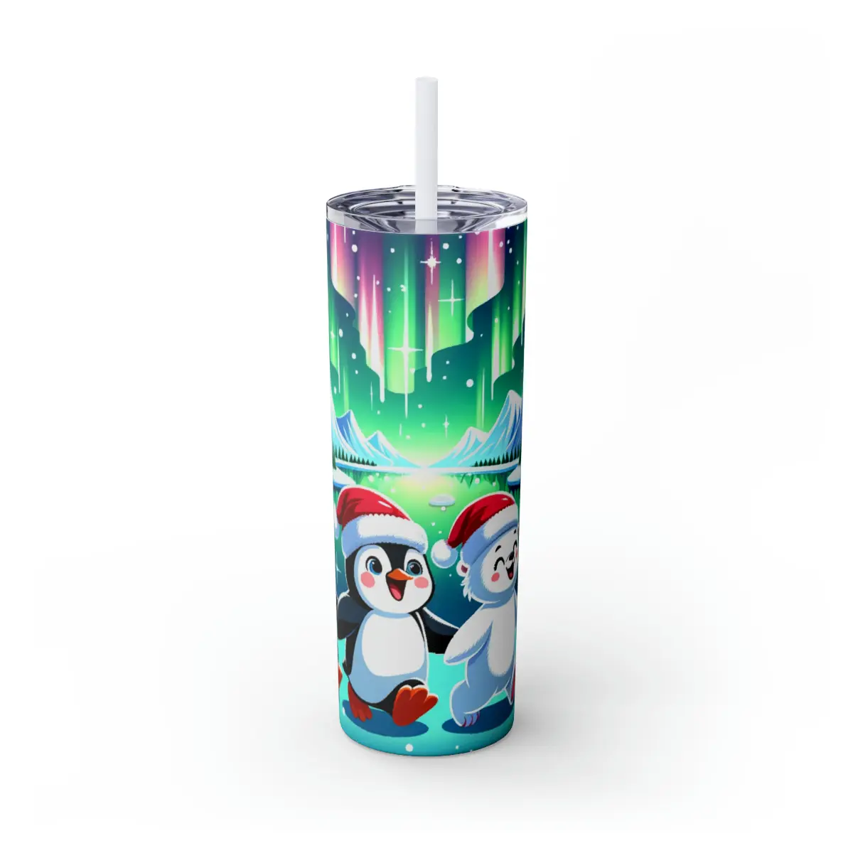 Arctic Jubilee: Festive March Under Northern Lights Skinny Tumbler