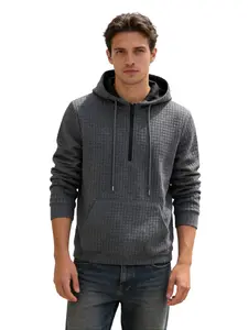 Mens Clothes Fashion waffle Hoodies Solid Color Half-Zip Front Pullover, Drawstring Hoodies Sweatshirts with Pocket,Relaxed Fit, Fall & Winter Basic Comfort Men Swear Stylish Sweatshirts