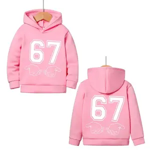 67 Six Seven Kids Funny Hoodie Sweatshirt Outdoor Comfortable Front and Back Print Boys and Girls Black Grey Pink