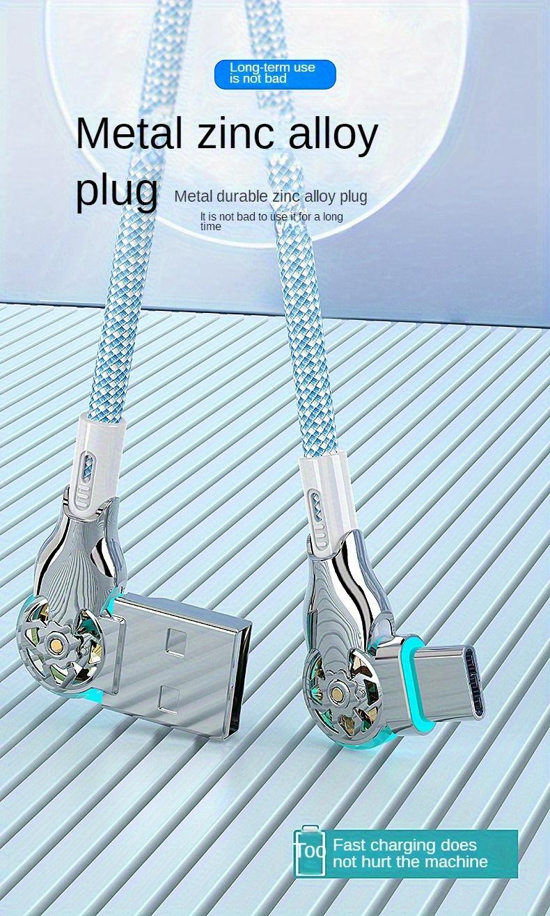 Quick Charging Type-C Data Cable with Dual Elbow Rotation for iPhone, Android, Samsung, Huawei, and More