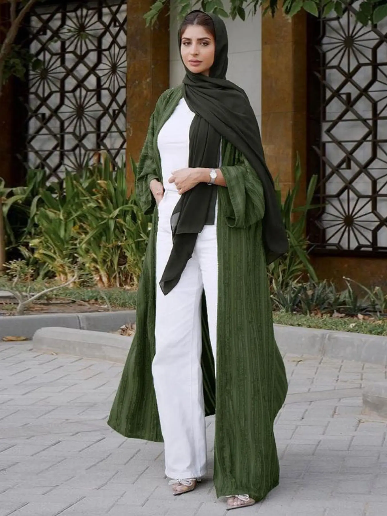 Women's Plain Long Sleeve Abaya, Elegant Open Front Long Dress, Pakistani Outfits, Summer Outfits 2024, Fashion Casual Ladies Clothes for Spring & Fal