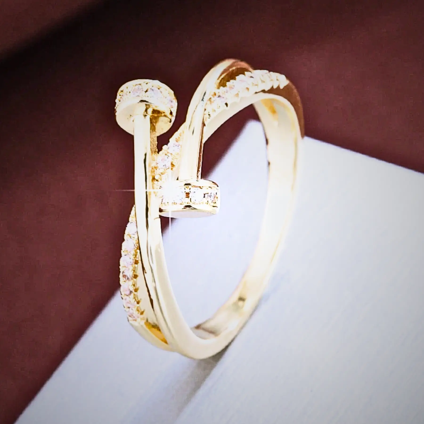 Geometric Cubic Zirconia Ring For Women, Minimalist Casual Fashion Accessory