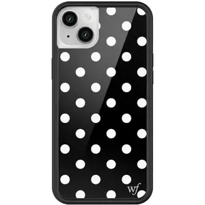 Wildflower Cases - Compatible with Apple iPhone 13/14 | Protective Black Bumper, 4ft Drop Test Certified, Women Owned Small Business | Black & White Polka Dot - Trendy Classic Cute Aesthetic