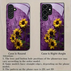 Sunflower Print Purple Background Pattern Phone Case for Samsung Galaxy S26 S25 S24 S23 S22Pro S21 S20 Fe Plus Ultra Pro A56 A55 A54 A53 A52 A51 A36 A35 A34 A32 A26 A25 A24 A23 A16 A15 A14 A06 A05 A03s Drop-Proof Tempered