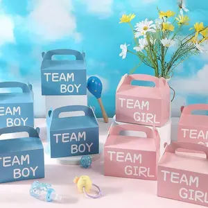 [Hot Selling] Gender Reveal Boxes Set,Pink&Blue Paper Gender Reveal Party Supplies, Baby Shower Birthday Surprise Gifts, Candy Gift Box Handles Included, Party Favor Packs, Gift Box Design