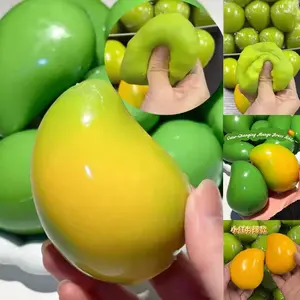 Handmade Crispy Mango Stress Ball Squeeze Toy, Color-Changing Mango Squishy Fidget Ball, ASMR Sensory Stress Relief Toy