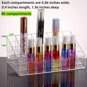 40 grid transparent acrylic lipstick lip gloss storage display box, Lipstick Holders, suitable for women, cosmetic storage box, large-capacity cosmetic bag, beauty accessories organizer, portable design, acrylic material, sturdy structure